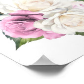 19 Tafel Roze Witte Roos Bloemen Zitting Grafiek Poster (Hoek)