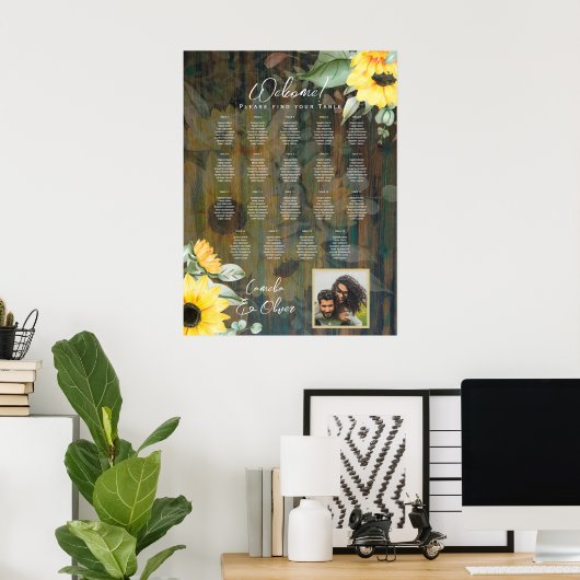 19 Tafel Rustisch Hout ZONNLOWERS FOTOZITTING Poster (Thuiskantoor)