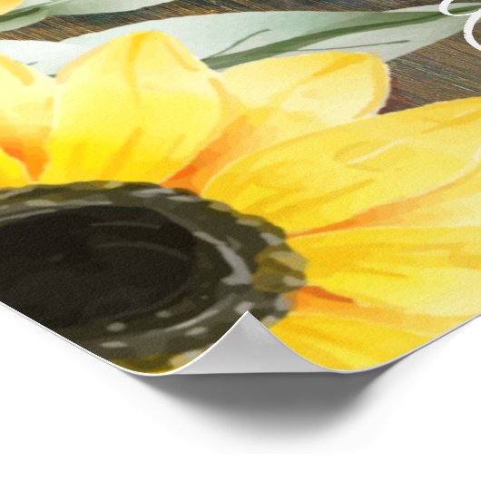 19 Tafel Rustisch Hout ZONNLOWERS FOTOZITTING Poster (Hoek)