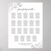 19 Tafel Silver Frills Wedding Seating Chart White Poster (Voorkant)