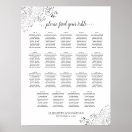 19 Tafel Silver Frills Wedding Seating Chart White Poster