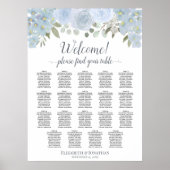 19 Tafel Stofblauw Rozen Boho Chic Zitplaatsenkaar Poster (Voorkant)