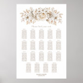 19 Tafel Witte Bloem Bruiloftstoelindeling Poster (Voorkant)