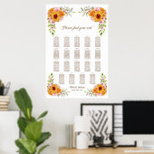 19 Tafel Zonnebloem Roos Bruiloftstoelindeling Poster (Thuiskantoor)