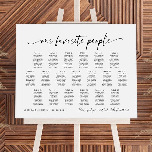 19 Tafels Onze favoriete Mensen Zitschema Plan Poster