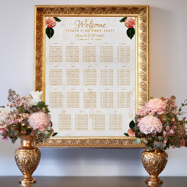 19 Tafelstoelindeling Trouwdag Marmer Camellia Poster