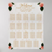 19 Tafelstoelindeling Trouwdag Marmer Camellia Poster (Voorkant)