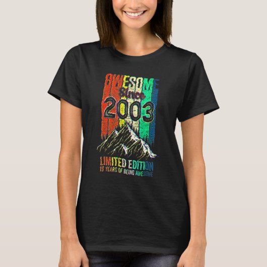 19 Verjaardag Geweldig Sinds 2003 Retro T-shirt (Voorkant)