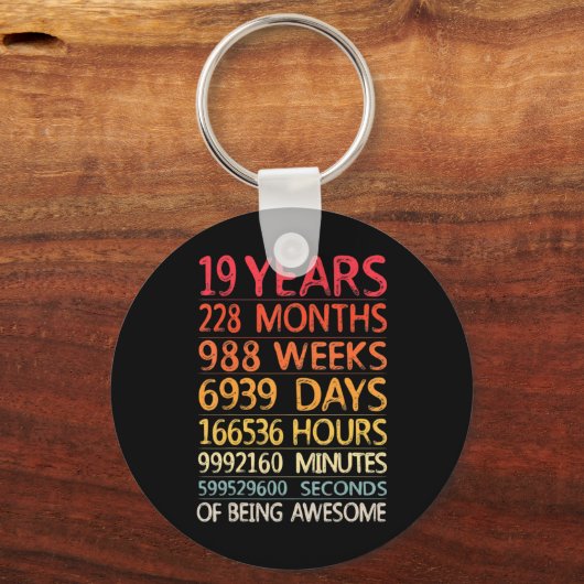 19 Years 228 Months 988 Weeks Birthday Ninteenth 1 Sleutelhanger (Voorkant)
