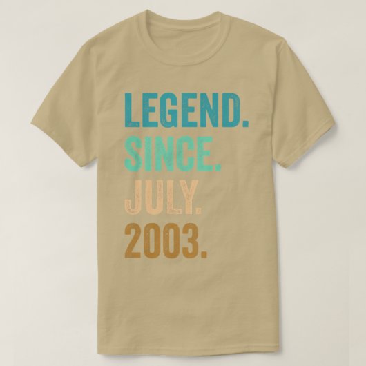 19 Years Old Legend Since July 2003 19th Birthday T-shirt (Design voorkant)