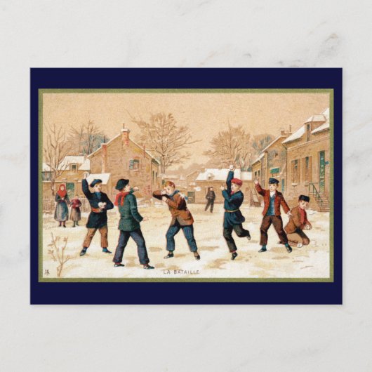 19de C. Snowball Fight Briefkaart (Voorkant)