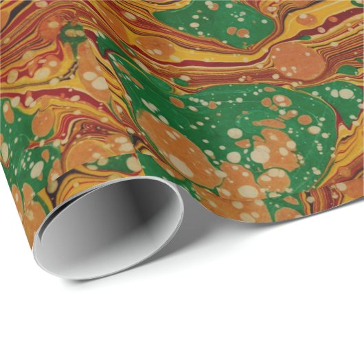 19de gemarmerd. C Book Endpaper Wrap rood/groen Cadeaupapier (Rol Hoek)