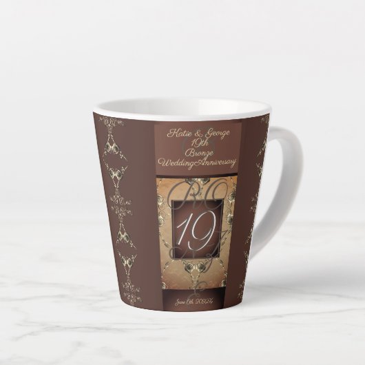 19de Jubileum van het huwelijk Dark Bronze Latte Mok (Rechterhoek)