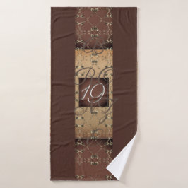 19de Jubileum van het huwelijk Dark Bronze Monogra Bad Handdoek
