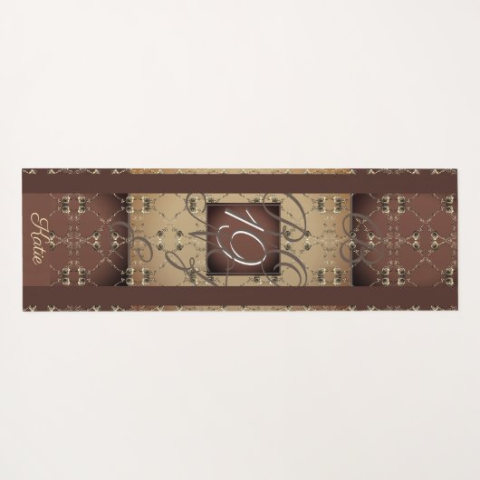 19de Jubileum van het huwelijk Dark Bronze Monogra Yogamat (Achterkant (horizontaal))