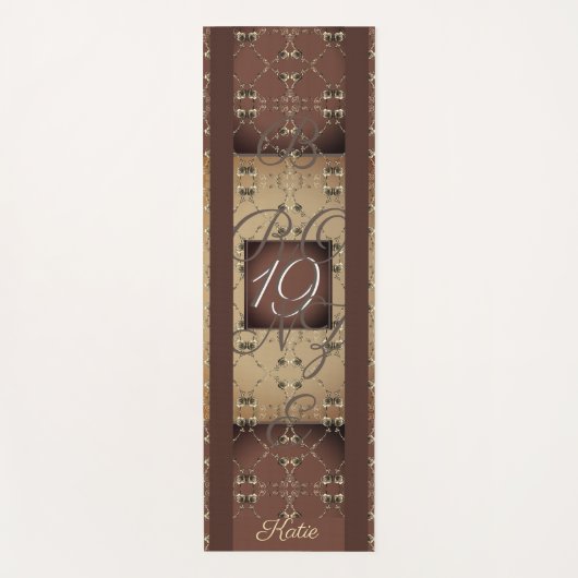 19de Jubileum van het huwelijk Dark Bronze Monogra Yogamat (Voorkant)
