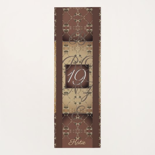 19de Jubileum van het huwelijk Dark Bronze Monogra Yogamat (Achterkant)
