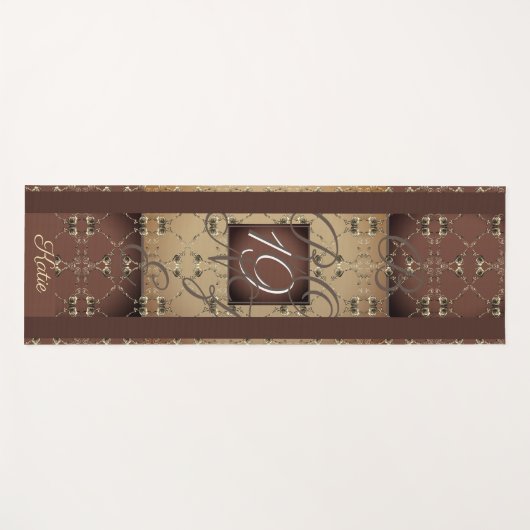 19de Jubileum van het huwelijk Dark Bronze Monogra Yogamat (Voorkant (horizontaal))