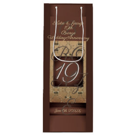 19de Jubileum van het huwelijk Dark Bronze Wijn Cadeautas