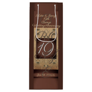 19de Jubileum van het huwelijk Dark Bronze Wijn Cadeautas