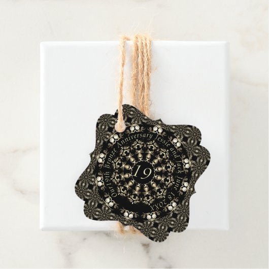 19de Jubileum van het huwelijk Mandala Medallion T Bedankjes Labels (In situ)