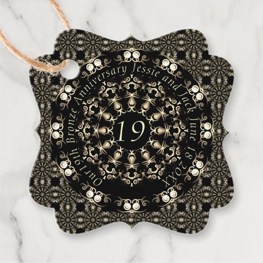 19de Jubileum van het huwelijk Mandala Medallion T Bedankjes Labels (Voorkant)