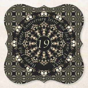 19de Jubileum van het huwelijk Mandala Medallion T Kartonnen Onderzetters