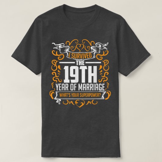 19de Jubileum voor bruiloft geeft 19 jaar T voor h T-shirt (Design voorkant)