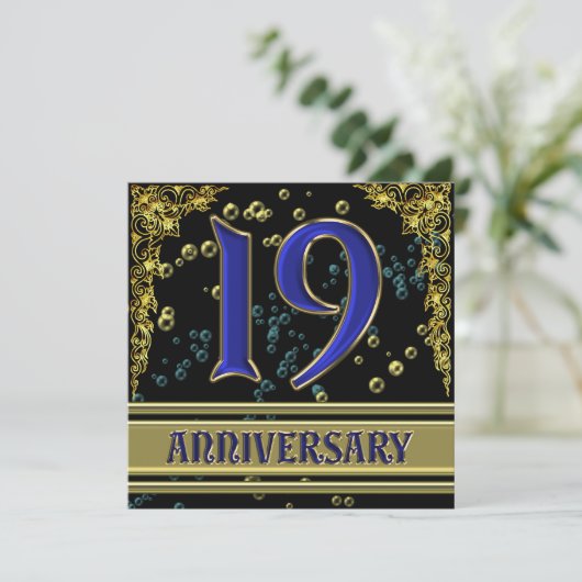 19de Jubileum zwart-wit en goud Kaart (Staand voorkant)