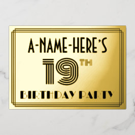 19de verjaardag van de geboorte — Art Deco Style " Folie Uitnodiging