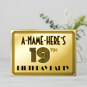 19de verjaardag van de geboorte — Art Deco Style " Folie Uitnodiging (Staand Voorkant)