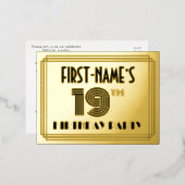 19de verjaardag van de geboorte ~ Art Deco Style " Folie Uitnodiging Briefkaart (Voorkant / Achterkant)