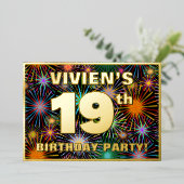 19de verjaardag van de geboorte — Fun, kleurrijke  Folie Uitnodiging (Staand Voorkant)