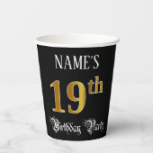 19de verjaardag van de partij — Fancy script, Faux Papieren Bekers (Achterkant)