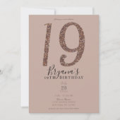 19de verjaardag van het roze Roos Glitter Kaart (Voorkant)