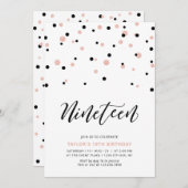 19de verjaardag van het zwarte en Roos gouden meis Kaart (Voorkant / Achterkant)