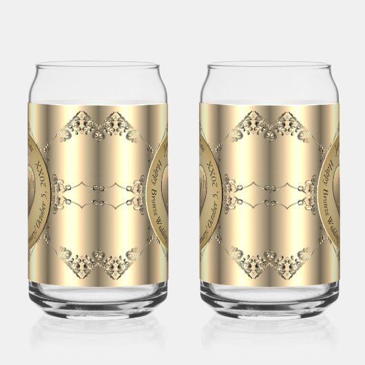 19e/8e Brons (Kleur) Bruiloft Jubileum Blikvorm Glas (Rechts)