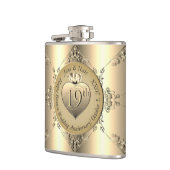 19e/8e Brons (Kleur) Bruiloft Jubileum Heupfles (Links)