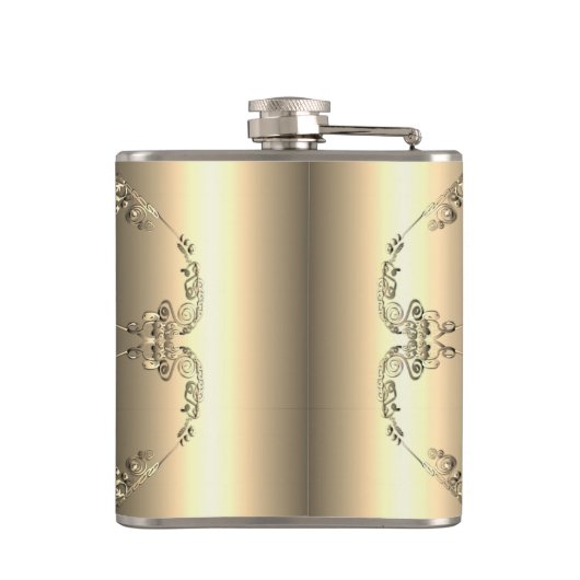 19e/8e Brons (Kleur) Bruiloft Jubileum Heupfles (Achterkant)