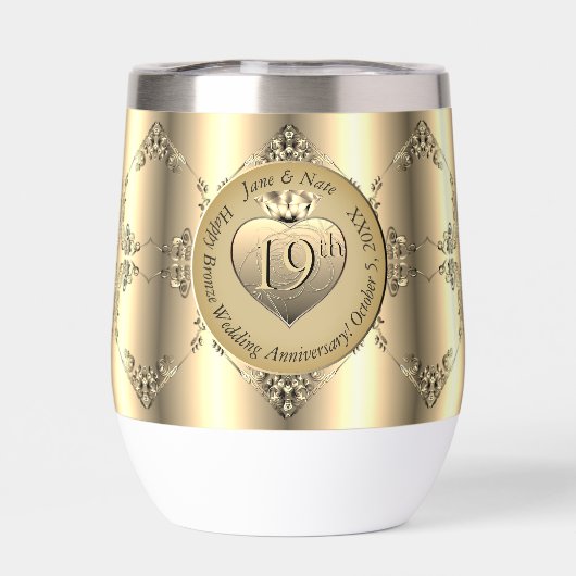 19e/8e Brons (Kleur) Trouwen Jubileum Mok (Achterkant)