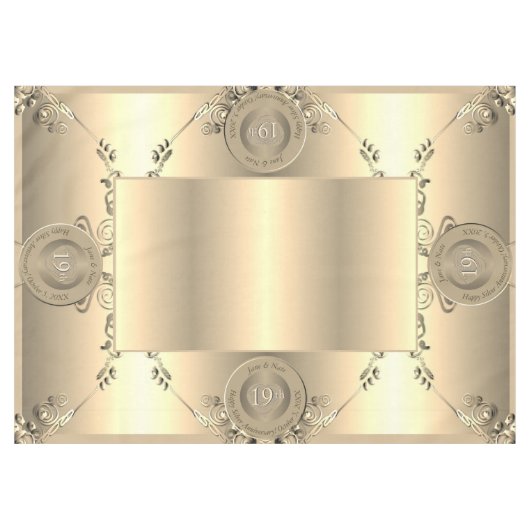 19e & 8e Bronzen Bruiloft Jubileum Tafelkleed (Voorkant (Horizontaal))