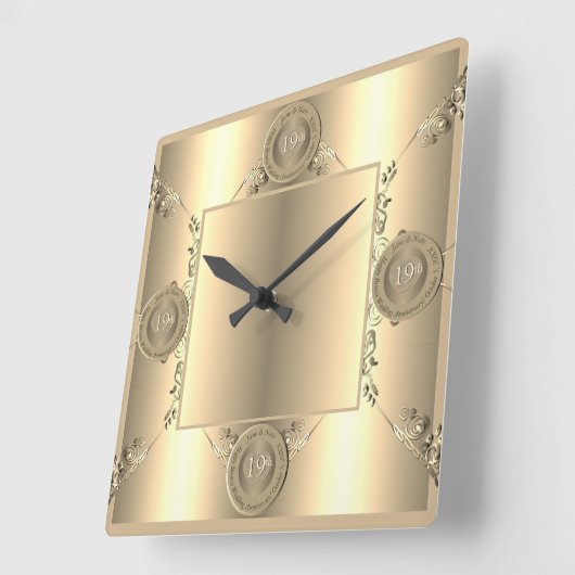 19e & 8e Bronzen Bruiloft Jubileum Wandklok (Hoek)