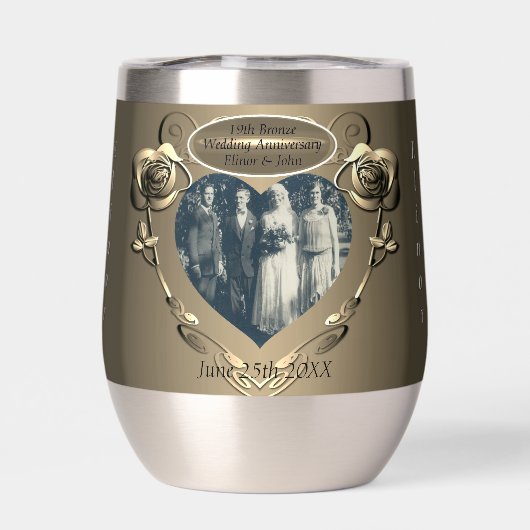 19e/8e bronzen bruiloft Jubileum waterfles (Achterkant)