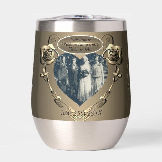 19e/8e bronzen bruiloft Jubileum waterfles (Voorkant)