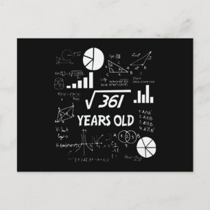 19e Birthday Square Root Wiskunde 19 jaar oude dag Briefkaart