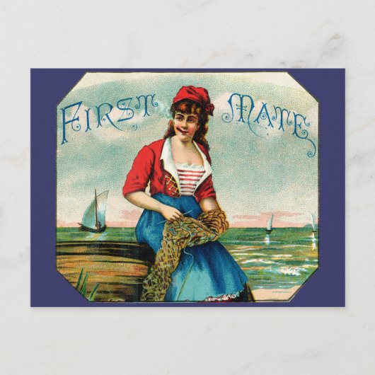 19e C. Eerste stuurman sigaren Briefkaart (Voorkant)