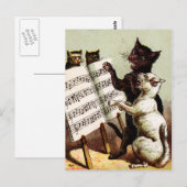 19e C. Zingende katten Briefkaart (Voorkant / Achterkant)