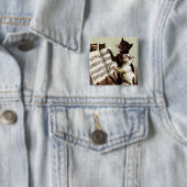 19e C. Zingende katten Vierkante Button 5,1 Cm (In situ)