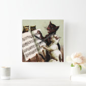 19e C. Zingende katten Vierkante Klok (Huis)