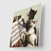 19e C. Zingende katten Vierkante Klok (Hoek)